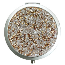 Miroir de poche compact en métal, 7,6 x 7,6 cm