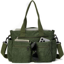 Tragetasche für Damen, Cord-Umhängetasche, Reisetasche, Arbeitstasche, Alltags-Hobo-Tasche für die Schule