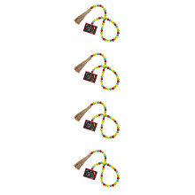 4Pièces Guirlande Décorative En Bois Pompons Couleurs Assorties
