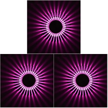 3St LED Muurlicht 3W Paars Met Metalen Behuizing Voor Woonruimte