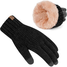 FZ FANTASTIC ZONE Damen-Winterhandschuhe mit Touchscreen, warm gefüttert mit Thermischem Chenille, Strickhandschuhe für Damen, Geschenk für kaltes