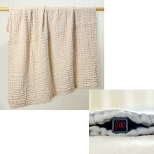 6-Layer Muslin Blanket 105x105cm, Cooling Cotton, Breathable & Soft Throw Blanket, Beige Gauze Blanket for Bedroom/Living Room