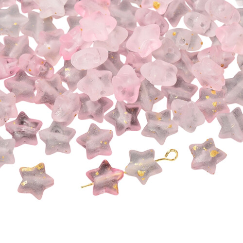 Acrylic star bead gradient color with gold sparkles 10mm