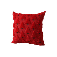 Juleputetrekk 18x18", beige tredesign, plysj imitert mykt putetrekk til feriehus, soverom og sofadekor