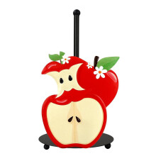 Söt pappershanddukshållare med prästkrage i äpple – lantligt metallställ för kök, badrum, bänkskiva – inflyttningspresent