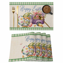 Oster-Tischsets, 12er-Set, grün kariert, Leinenstruktur