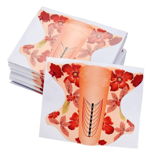 100 Pcs Nail Art Tips Form Guide Sticker Polish Diy Stencil Tool Orange