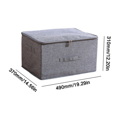 Large Gray Fabric Storage Boxes with Zipper – Stackable, Folded Garment Protection, Compatible with Standard Closet Shelving