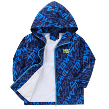 Jaqueta corta-vento leve para meninos, ideal para primavera e outono, respirável e com bolsos com zíper. Cor azul, tamanho 6-7 anos.