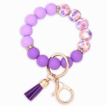 2PCS Silicone Beaded Keychain Wristlet Key Ring Bracelet Cute Daisy Car Key Chain Holder for Women Girls, PACKAGE Includes 2 key Chain sets