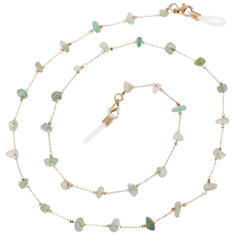 Golden/Green Natural Stone Eyeglass Chain Â Jade Gemstone Beaded Alloy Lanyard For Sunglasses & Eyewear, Women's Jewelry (1Pc)