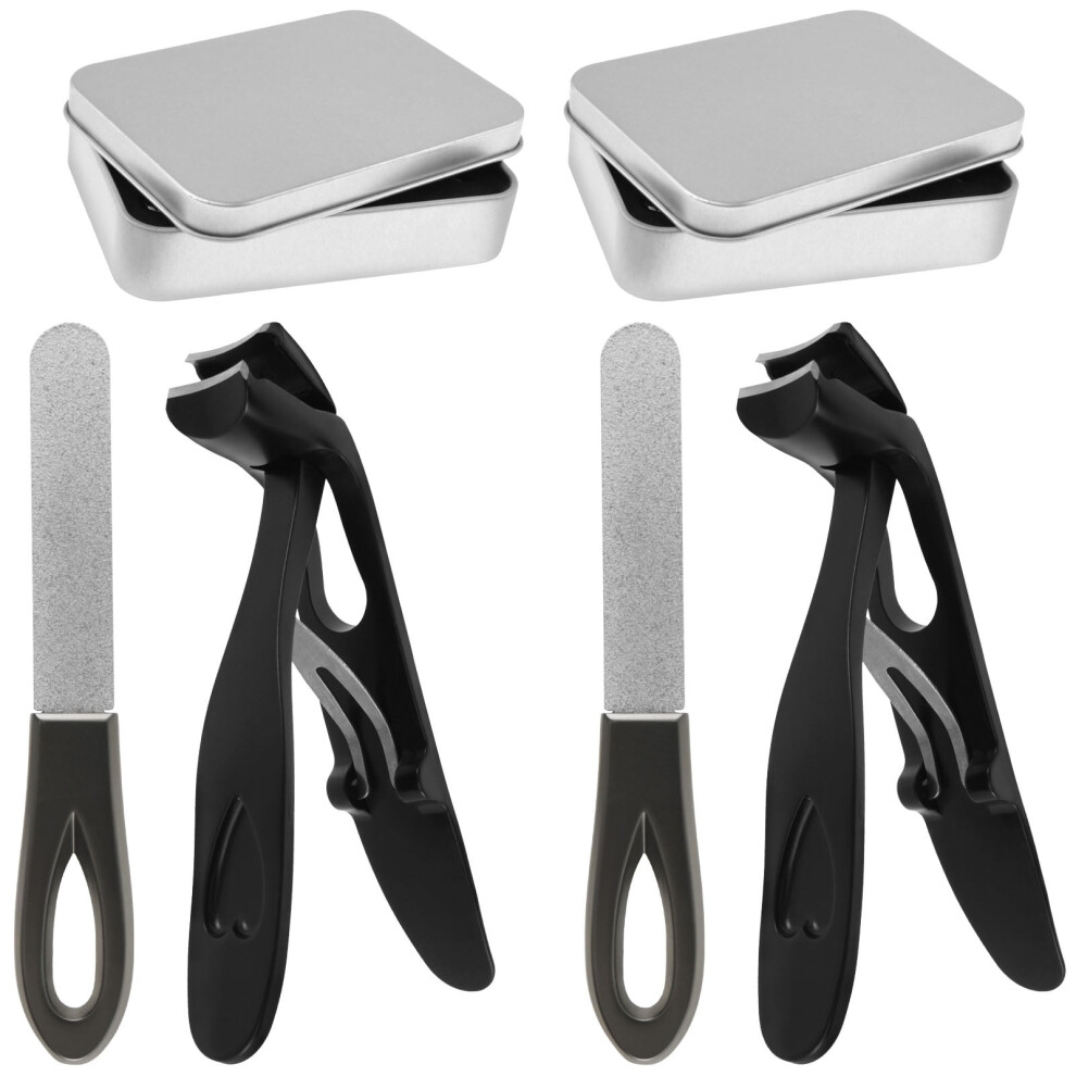 Wide-Jaw Ergonomic Toenail Clippers Set, Angled Heavy-Duty Stainless Steel for Thick Nails â Compatible with Seniors, Men & Women