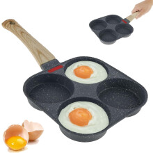 4-Cup Egg Pan with Lid, Nonstick Omelette & Sandwich Pan, Compatible with Gas & Induction Stoves