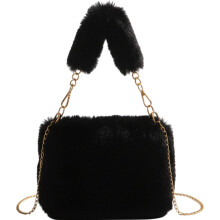 Warme Plüschhandtasche, flauschige Herbst-Winter-Tragetasche, luxuriöse Ketten-Umhängetasche, Designer-Schultertasche für Damen