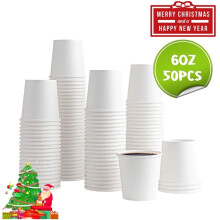 50-Pack 6 oz White Disposable Cups – Hot/Cold Beverages, Compatible with Water Coolers, Parties & On-the-Go Coffee
