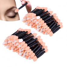 200 PCS Eyeshadow Applicators, Disposable Eyeshadow Brush Dual Sides Eye Shadow Sponge Applicator Sponge Tipped Oval Eye Brushes - Black