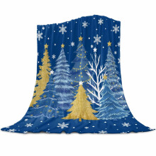 Kerstboom flanellen deken blauw goud 40" x 50"