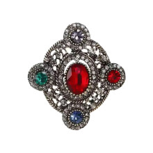 Broșă de cristal cu inimă și fundă, bijuterii retro cu corsaj oval