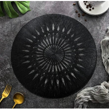 2 stuks ronde placemats met gevlochten bloemenmotief – PVC, antislip, hittebestendig, isolerend, voor tafeldecoratie en schalen
