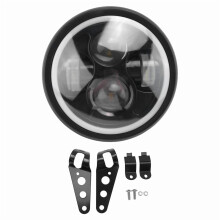 6,5-palcový LED motocyklový svetlomet HiLo žiarovka pre denné svietenie pre Cafe Racer, 1x svetlomet (žiarovky sú súčasťou balenia), 2x
