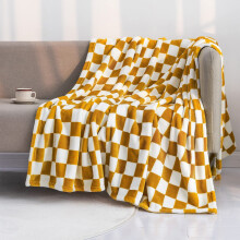 Checkered Throw Blanket, Soft Cozy Fluffy Warm Handmade Blanket for Couch, Sofa, Chair, Bed, Camping, Picnic, Travel – 40x28 in (Yellow)