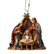 Pekkaxy Religious Nativity Prayer Pendant 2025, Family Prayer Scene Christmas Tree Ornament