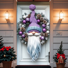 Bannière de porte avec nœud de Noël – Décor de houx et de baies, 70,9 x 35,4 pouces, pour porte d'entrée, porche, fête de Noël et