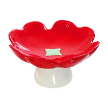 Ceramics Pedestal Fruit Bowl Centerpiece for Kitchen Counter Modern Fruit Plate