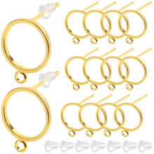 20 fermoirs de sécurité transparents pour boucles d'oreilles + 10 clous d'oreilles en laiton doré de 10 mm avec anneau, pour la création de