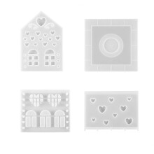 Moldes de silicone 3D para casas, ideais para velas, gesso e decoração natalina – Compatíveis com resina, cera e gesso.