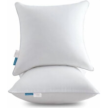Coussins décoratifs 50 x 50 cm (lot de 2) avec housse 100 % coton - Coussins carrés de 50 cm pour canapé - Blanc