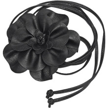 Boho PU Leather Flower Waist Band with Tassel, Slim Waistbelt for Women – Black