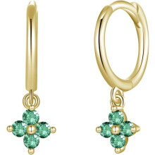Dainty Flower Shaped CZ Dangle Hoop and Stud Earrings Sets for Women, Drop Huggie Earrings with Cubic Zirconia Charm in Sterling Silver Gifts for Her