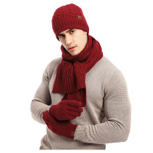 Unisex Winter Knit Set, Fleece Lined Cuffed Beanie, Matching Scarf & Gloves, 3-Piece Thickened Winter Set, Warm Cold Weather Accessories A