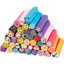 40 fios de argila polimérica feitos à mão para unhas, com padrões variados, para artesanato e decoração DIY. 5 cm por fio.
