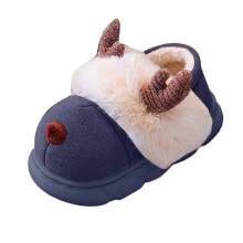 AWZXDE Adorable Girls Slippers Cartoon Reindeer Design With Heel Cover For Indoor Use Warm Comfortable Soft Pile Kids Slippers For Children