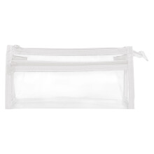 Double-Layer Transparent Pencil Case - Triangular Compartment Stationery Bag, Large Capacity, White