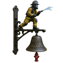 Firefighter doorbell with hydrant design metal resin 25cm