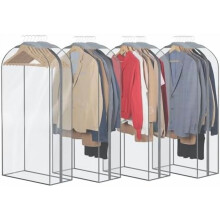 Breathable Clear Garment Bags for Fur Coats, Leather Jackets & Dresses – 43" Hanging Closet Storage, 10" Gusset, Wrinkle-Free, Set of 4