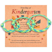 First Day of School Kindergarten Bracelet Set of 3, Father Mother Son Daughter Family Bracelets Back to School Gifts
