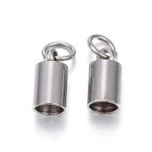 100pcs Tarnish Resistant 201 Stainless Steel Cord Ends End Caps Column Stainless Steel color 10x5mm Hole: 3.5mm Inner Diameter: 4.2mm