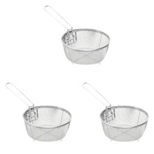 Stainless Steel Deep Fry Basket, Round Wire Fryer Basket for Frying Serving Food, French Chip Frying Basket with Folding Handle for Kitchen Frying