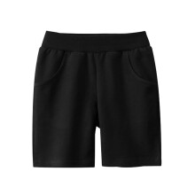 AWZXDE Shorts For Boys And Girls Solid Color Casual Cargo Shorts Elastic Waist Comfortable Summer Play Shorts Black,1-2 Years