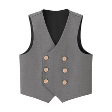 AWZXDE Kids Vest Formal 4 Button Jacket For Boys And Girls School Kindergarten Class Attire Grey 15-16 Years