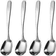 Square Head Spoons, Korean style Square Sugar Spoon,Thick Heavy Stainless Steel Soup Spoons Table Spoons Flat Square Spoon,7 Inch,Set of 4.
