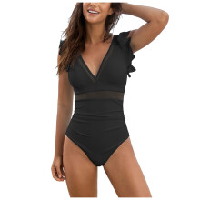 Women's one-piece swimsuit with tummy control and halter