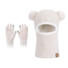 AWZXDE Winter Kids Toddler Winter Hat And Scarf Thermal Knitted Ear Warmer For Boys Girls Toddler Cold Weather 4 To 10 Years Beige