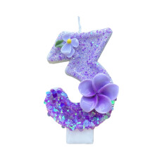 Pink Sequin Flower Birthday Candles with Glitter, Number 3 Cake Topper for Wedding, Party & Anniversary – Compatible with Standard Cakes