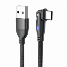 Cabo USB-A para USB-C com rotação de 180 para iPhone 15/16, alta velocidade de transferência de dados de 480 Mbps e cabo de alimentação de 3A.