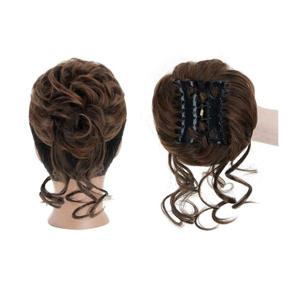 Unisex Messy Bun Hair Piece Claw Clip Curly Wavy Synthetic Tousled Updo Hair Extensions For Women